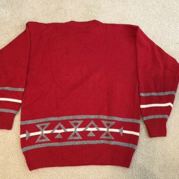 Cotton Traders red Aztec sweater - mens LGT - Picture 3 of 4